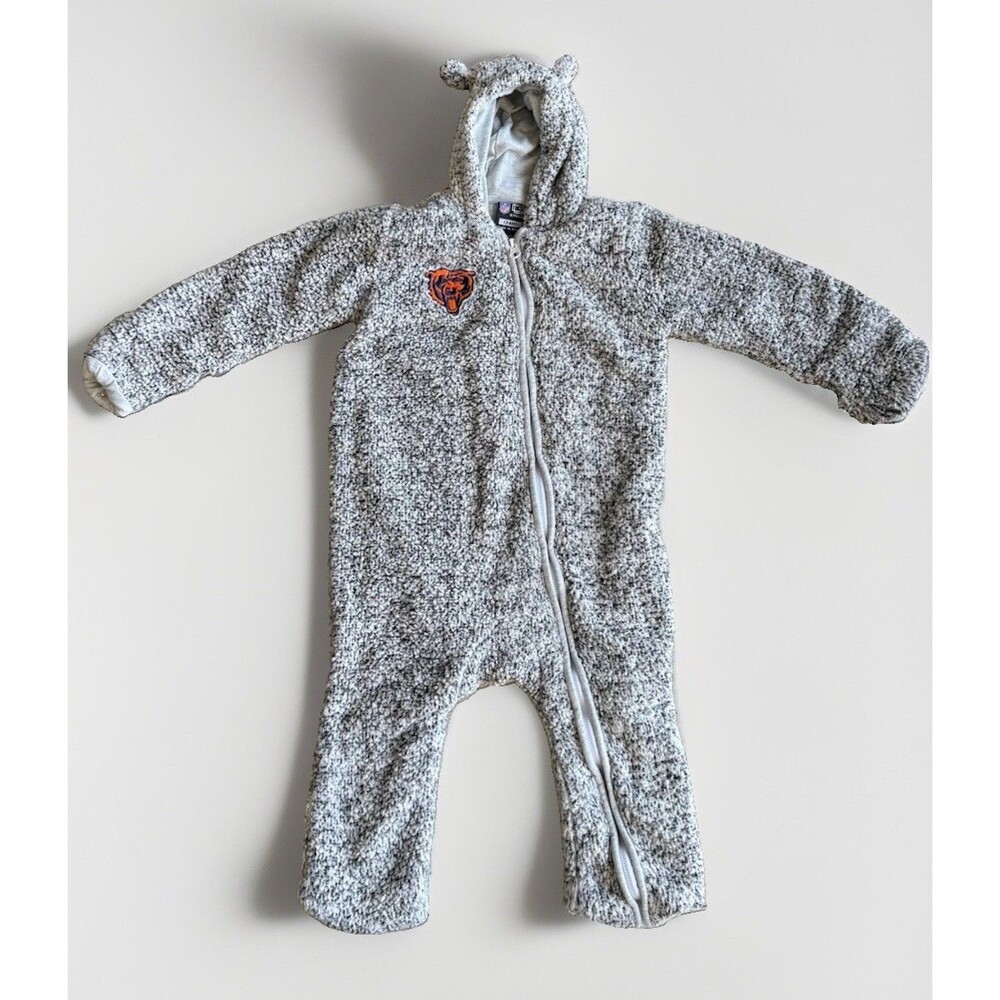 Chicago Bears NFL Baby 24M Sherpa Fleece Hooded Bunting Snowsuit Bear Ears